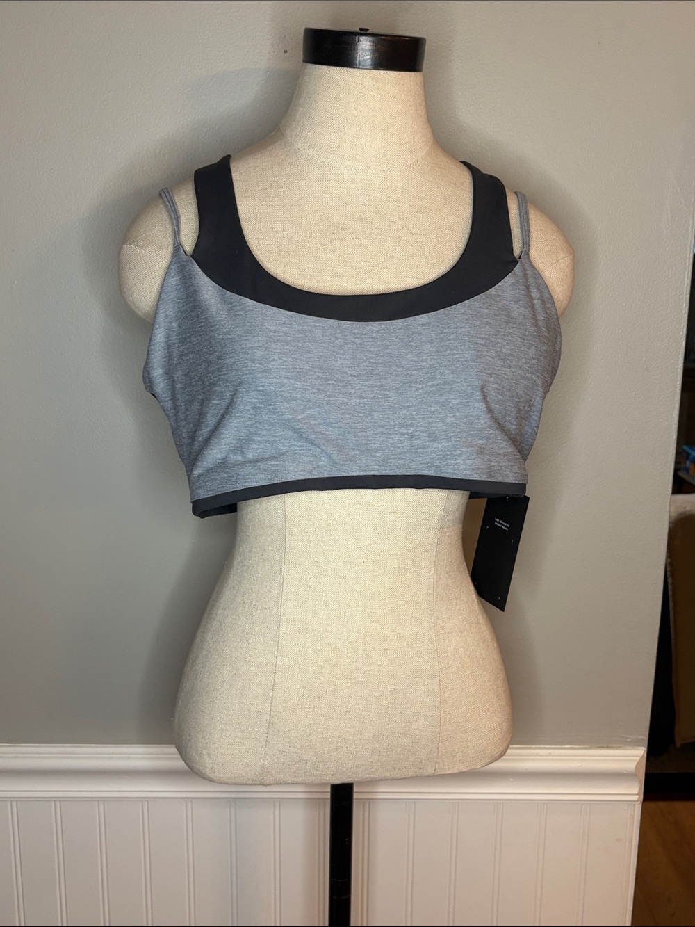 Fabletics Gray and Black Racerback Sports Bralette